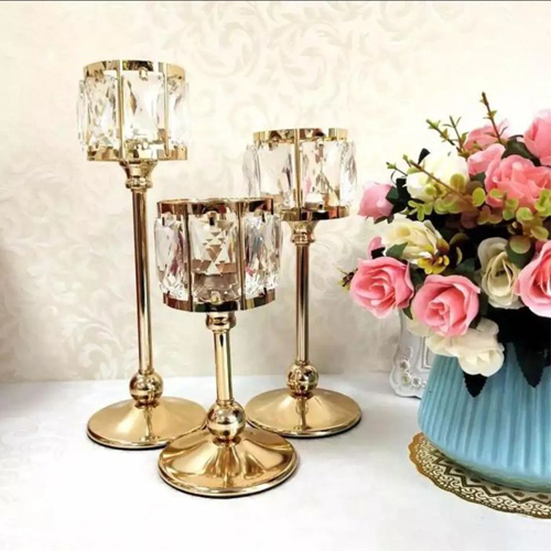 3 Pcs Metal Candle Set For Home Decoration