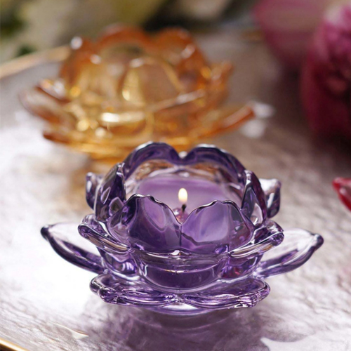 Glass Lotus Flower Candle Holder