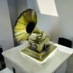 Retro Metal Phonograph Figurine Vintage Model