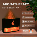 abdullah mall Crystal Salt Stone & Realistic Flame Aromatherapy Essential Oil Diffuser 250ml USB Electric Aroma Diffuser, Humidifier for Bedroom